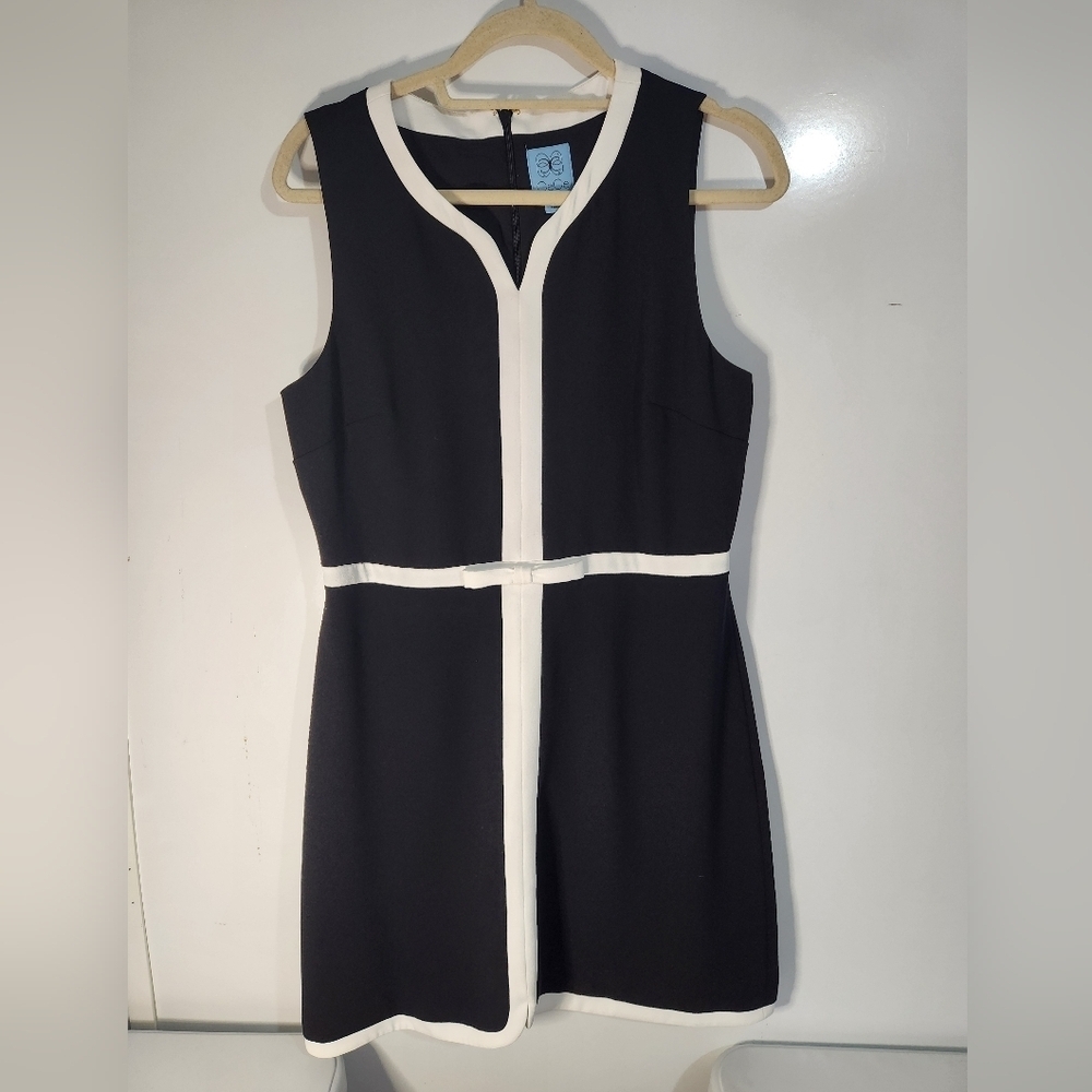 Cece Elegant Black and White Sleeveless Dress, Size 10 - Picture 1 of 8